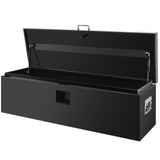 Garvee 42 x 16 x 14 in Steel Truck Bed Tool Box, Heavy Duty Lockable Dual Lid Storage Chest, Gas Struts, Weatherproof Black Textured Powder-Coated Finish, Upgraded Side and Front Handles, for Pickup Truck, Trailer, RV - Black