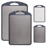 Garvee Double-Sided Titanium Cutting Boards Set for Kitchen, 2-Pack Large + Small Combo Safe for Food Contact Non-Toxic Metal Chopping Board with Non-Slip Base, Dishwasher Safe