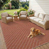 Garvee 5' × 7' Washable Striped Easy Jute Area Rug, Non-Slip Low-Pile Stain-Resistant Indoor Outdoor Rug for Living Room and Patio, Terracotta