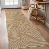 Garvee 2' × 6' Arch Jute-Look Runner Rug, Soft Washable Jute-Look Polyester Carpet for Hallway, Kitchen and Entryway, Natural