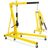 Garvee Heavy-Duty Collapsible Hydraulic Engine Hoist 2 Ton - 4400 lbs Shop Crane Lift with 6 Casters & Telescopic Boom - Mobile Cherry Picker for Garage, Workshop, Factory - Includes Gloves - Yellow | Max Load 1.2 Ton | Split-Box Version - Yellow | 1 Pair of Gloves | Note: Actual Max Load 1.2 Tons | Split-Box Version