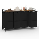 Garvee Laundry Basket Organizer, Laundry Hamper with Shelf & 4 Pull-Out Removable Oxford Fabric Bags, 4 x 12.8 Gal ( 48.5L), Dirty Clothes Basket Organizer for Laundryroom, Bathroom, Bedroom