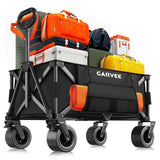 Garvee Collapsible Heavy Duty Garden Trolley Wagon – 460LBS/209kg Capacity – 300L/280L Volume – All-Terrain Wheels, Cup Holders, Storage Pocket, Cover, Elastic Rope, for Camping, Picnic, Shopping – Color: Black - Black