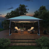 Garvee Quick Setup 12x12ft Pop Up Canopy Gazebo Tent – Mosquito Netting, Adjustable Height, 4 Sandbags, Sturdy Outdoor Shade for Patio, Backyard, Parties, BBQs, Camping – Lake Blue (Light Blue + Light Gray) - Light Blue + Light Gray
