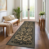 Garvee 2.5x8ft Dark Gray Washable Hallway Runner Rug – Non-Slip Rubber Back, Soft Low-Pile Carpet – Mark Resistant, Boho Forest Snake Design for Kitchen, Bedroom, Laundry, Entryway, Pet Friendly