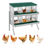 Garvee 6-Compartment Metal Chicken Nesting Box with Legs – Stainless Steel, Roll Away Design, Ventilated, Secure Perch & Lid, Wall Mount or Free Standing, Easy Egg Collection, Includes 4 Dummy Eggs & 10 Dampproof Mats, Dark Green, 6-Compartment Bracketed - Dark Green