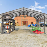 Garvee 20x25 FT Heavy Duty Galvanized Steel Carport for 2 Cars – Outdoor Garage Shelter with Reinforced Base, Removable PE Sidewalls, Solar LED Lamp – Portable All-Weather Canopy for RV, Boat, Truck – Dark Gray Top, Solar Lamp
