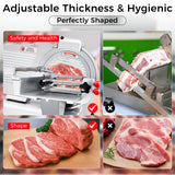 Garvee Heavy Duty 10" Electric Meat Slicer - 550W Stainless Steel Blade, Automatic Sharpener, 0-17mm Adjustable Thickness, Deli Food Slicer for Meat, Cheese, Bread, Vegetables, Frozen Foods - Ideal for Home & Restaurant, White