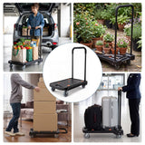 Garvee Heavy-Duty Folding Platform Truck Cart, 330 lb Capacity Flatbed Dolly - 4 360° Swivel Casters - Non-Slip Deck - Collapsible Handle, Black, English Region