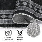 Garvee Modern Washable Runner Rug – Bordered Low Pile Carpet, Soft & Non-Slip, Mark Resistant, Compact – Hallway, Kitchen, Laundry – Black Tone, 2x6ft (61x183cm), USA - Diamond Border|Black