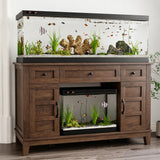 Garvee 55 Gallon Aquarium Stand with Storage, 1400 lb Capacity Fish Tank Cabinet, 47.6"x20"x30" Engineered Wood Stand with 3 AC Outlets, 2 USB Ports, 3 Drawers, 2 Cabinets, 7 Position Adjustable Shelf, Brown