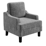 Garvee Chenille Mid Century Modern Accent Chair, Wood & Iron Frame Armchair with 330lb Capacity for Living Room Bedroom,Grey