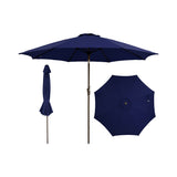 Garvee 10 ft Patio Table Umbrella, Outdoor Market Umbrella - Manual Open Center Pole - Vented UV & Water-Resistant Polyester Canopy - 8 Durable Fiberglass Ribs - Navy Blue - Navy Blue