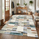 Garvee Washable Geometric Area Rug - Modern Multicolor Low Pile Non-Slip Carpet for Living Room, Bedroom, Nursery, mark Resistant, Soft - 4x6ft