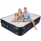 Garvee 18-Inch Queen Air Mattress with Built-in Pump, Premium Flocked Top Inflatable Blow Up Bed with 800 Lbs Capacity, 2-Minute Fast Inflation Airbed for Home, Guests & Travel - Dark Blue/Grey