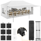 Garvee Heavy Duty 10x20 Ft Commercial collapsible Gazebo Canopy Tent – Waterproof 420D Oxford, UV Protection, Removable Sidewalls, PE Windows, Sand Bags, Roller Bag, Adjustable Height – Outdoor Patio Event Shelter, White – 3x6m Pointed Ceiling Canopy for