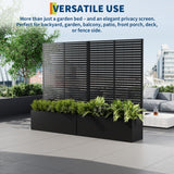 Garvee Raised Garden Planter Box with Trellis - 2 Pack Metal Privacy Planter for Climbing Plants, Vines & Vegetables - Deep Bed with Drainage - Outdoor Patio - Black, 118x40x180cm