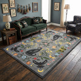 Garvee Washable Gothic Cat Floral Area Rug - Soft Low Pile, Non-Slip Rubber Backing, Mark Resistant & Non-Shedding Indoor Carpet for Living Room/Bedroom - Gray, 8x10 ft (244x305 cm) - Grey
