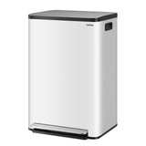 Garvee 16.4"W Stainless Steel Step Trash Can - Dual-Compartment Recycle Garbage Bin with 150,000+ Step Lifespan Pedal, Satin White