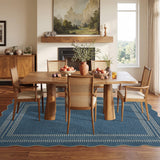 Garvee Washable Low-Pile Non-Slip Area Rug, Soft Indoor/Outdoor Floor Carpet for Living Room Bedroom Kitchen Entryway Bathroom Office Patio Balcony - Cyan Blue - 8x10 ft (244x305 cm) - USA - Scalloped & Border Print | Blue