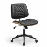 Garvee Ergonomic Modern Walnut Office Desk Chair – Armless, Adjustable Back & Seat Height, 360° Swivel Wheels, Quality Diamond Design PU Leather – Perfect for Home, Computer, Meeting Room – Diamond Design | PU | Black
