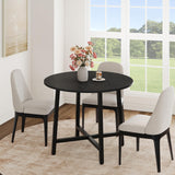 Garvee 31.5" Round Dining Table for 4 People, Modern Wood Circle Kitchen Table with Sturdy Industrial Metal Frame, Small Space Saving Dining Room Table for Apartment & Breakfast Nook, (No Chairs), Black