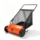 Garvee 26-Inch Heavy Duty Push Lawn Sweeper – Adjustable Brush Height – Carbon Steel Walk-Behind Leaf & Grass Collector – 7 Cu. Ft. Large Grass Cutter – Reduced Plastic Wheels – Includes 80x100cm Leaf Collection Bag – Color: O - /