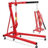 Garvee Heavy-Duty Collapsible Hydraulic Engine Hoist 2 Ton - 4400 lbs Shop Crane Lift with 6 Casters & Telescopic Boom - Cherry Picker for Garage, Workshop, Factory - Includes Gloves - Red | Max Load 1.2 Ton | Split Packaging - Yellow | 1 Pair of Gloves | Note: Actual Max Load 1.2 Tons | Split-Box Version