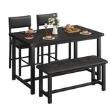 Garvee Space-Saving 4-Piece Wooden Dining Table Set – Includes Upholstered Bench & 2 Chairs – Ideal for Small Apartments or Dining Rooms – Sturdy Kitchen Furniture – Easy Assembly – Black