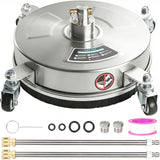 Garvee Powerful 16.5" Stainless Steel Pressure Washer Surface Cleaner - 4 Wheels for Smooth Operation - Cleans Patios, Sidewalks, Decks, Driveways - Portable Car Electric Washer Tool - Color: Silver