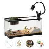 Garvee Acrylic Turtle Tank Kit 3 Gallon with Basking Platform & Light – Complete Starter Habitat for Small Turtles, Hermit Crabs, Axolotl, Reptiles – Small Animal Cage for Aquatic Pets