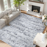 Garvee Washable Vintage Boho Damask Area Rug - Soft Low-Pile, Non-Slip Non-Shedding Distressed Floral Carpet for Living Room Bedroom Dining Room Office - Grey (Ash) - 9x12 ft (274x366 cm) - United States