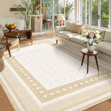 Garvee 8' × 10' Star Weave Area Rug, Soft Washable Low-Pile Polyester Carpet for Living Room, Bedroom and Dining Room, Beige