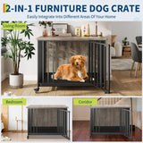 Garvee Heavy-Duty Chew-Proof Dog Crate Furniture – Wooden Kennel Cage with Lockable Wheels, Secure Door, Removable Tray, End Table Design – Indoor Pet House for Small, Medium & Large Breeds – Model NPTT-TM03