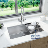 Garvee 36x19" Undermount Single Bowl Workstation Kitchen Basin – 16 Gauge 304 Stainless Steel, 10" Deep, Bottom Grid & Drain, Sound Dampening, Brushed Finish, Commercial Grade – 36*19*10" single basin with steps, with bottom mesh + drain, basin edge 2.0mm - Double Ss Sinkes