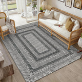 Garvee 4x6 Modern Bordered Area Rug, Non-Slip, Washable, Soft Low Pile, Ultra-Thin, Geometric Design for Bedroom Living Room Office