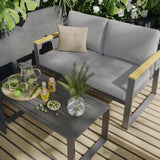 Garvee Modern 2-Piece Aluminum Patio Conversation Set - 3-Seat Outdoor Sofa + Coffee Table - All-Weather Rust-Resistant Frame - Thick Washable Cushions - Gray