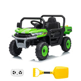 Garvee 12V Kids Ride on Dump Truck with Parent Remote Control, Single Seater Electric Farm Truck for Kids, Powered Dump Bed, Double Opening Doors, Suspension, LED Lights, MP3 & Horn,Green