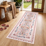 Garvee 2' × 6' Palace Floral Runner Rug, Soft Washable Low-Pile Polyester Carpet for Hallway, Kitchen and Entryway, Pink