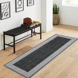 Garvee Hallway Runner Rug 2x6 Washable Kitchen Runner Carpet with Rubber Backing Stain Resistant Striped Border Entry Rug Geometric Area Rug for Living Room Bedroom Dining Room, Black