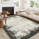Garvee Washable 8x10 Area Rug - Modern Abstract Bordered, Ultra-Thin Low Pile Soft Indoor Carpet, Non-Slip Backing for Living Room Bedroom Dining Room, Green Gray, 8x10 ft (244x305 cm), United States