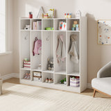 Garvee 5-Section Classroom Coat Locker with 10 Cubbies, Cubby Storage Organizer with 10 Hooks for Home, School, Nursery, Kindergarten, White