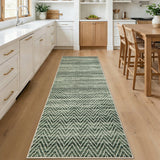 Garvee 2' × 6' Chevron Runner Rug, Machine Washable Non-Slip Low-Pile Rug for Hallway, Kitchen & Entryway, Green