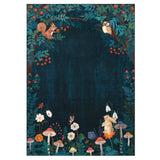Garvee Washable Jungle Forest Animal Print Area Rug - Ultra Soft, Non-Slip, Low Pile, Collapsible Floor Cover - Modern Carpet for Living Room, Bedroom, Nursery, Playroom - Blue-Green, 8x10ft (244x305cm), USA - Black