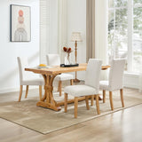 Garvee Modern Fabric Dining Chair Set of 4, Upholstered Kitchen Chair with Curved Backrest Wood Legs
