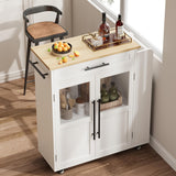 Garvee Kitchen Island Table On Wheels, Storage Island with Spice Rack and Drawer, Rolling Kitchen Cart On Wheels, for Home, Dining Room