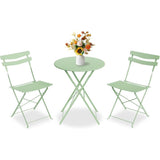 Garvee 2-Piece Folding Metal Bistro Chair Set, Green Outdoor Patio Chairs with 300 lb Capacity Each for Balcony, Patio & Garden