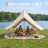 Garvee Select 4 Season Canvas Bell Tent for Glamping – Heavy Duty Yurt with Stove Jack, Mesh Windows, Removable PVC Groundsheet, Ideal for Family Camping, Tracking, Outdoor Parties – Beige, 300cm x 300cm x 200cm - Beige