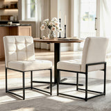 Garvee Modern Set of 2 Dining Chairs – Faux PU Leather Upholstery, Ergonomic Padded Seat, Ideal for Kitchen or Dining Room – Durable Metal Legs – Color: Beige