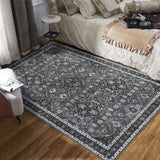 Garvee Washable Area Rug for Living Room, Bedroom, Office – Non-Slip, Soft Low Pile, Distressed North African Trellis & Vintage Floral – Collapsible, Thin Accent Carpet – Grey, 9x12ft (274x366cm), USA - Trellis - Grey